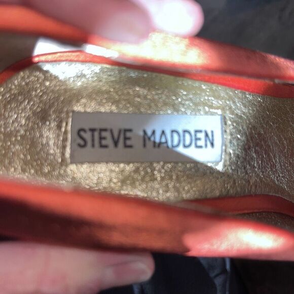 Steve Madden Moscow orange fabric and silver healed stilettos 7 - Picture 8 of 9